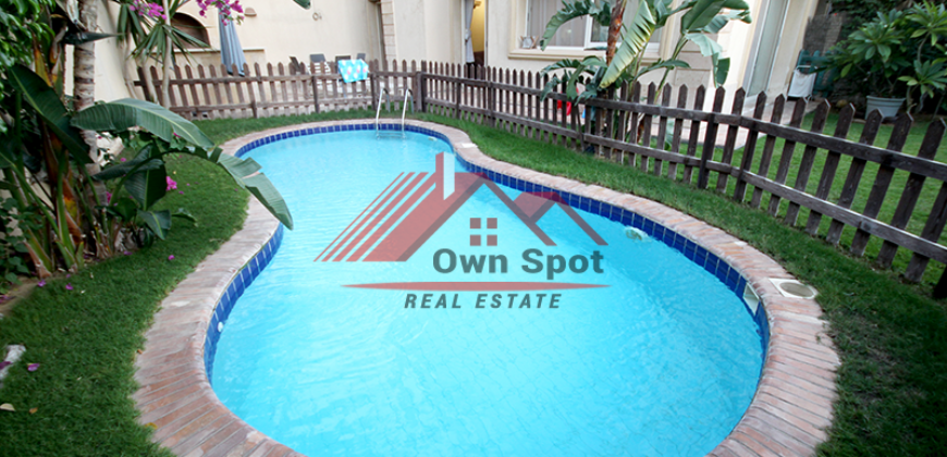 Ground floor with pool&garden for rent in katameya heights