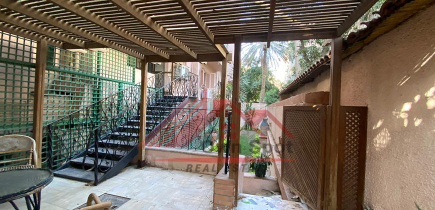 Beautiful ground floor for rent in maadi sarayat